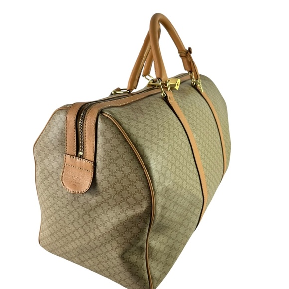 Genuine CELINE Paris Tan Macadam Signature Logo Duffle Travel Bag Authenticated - Picture 12 of 16